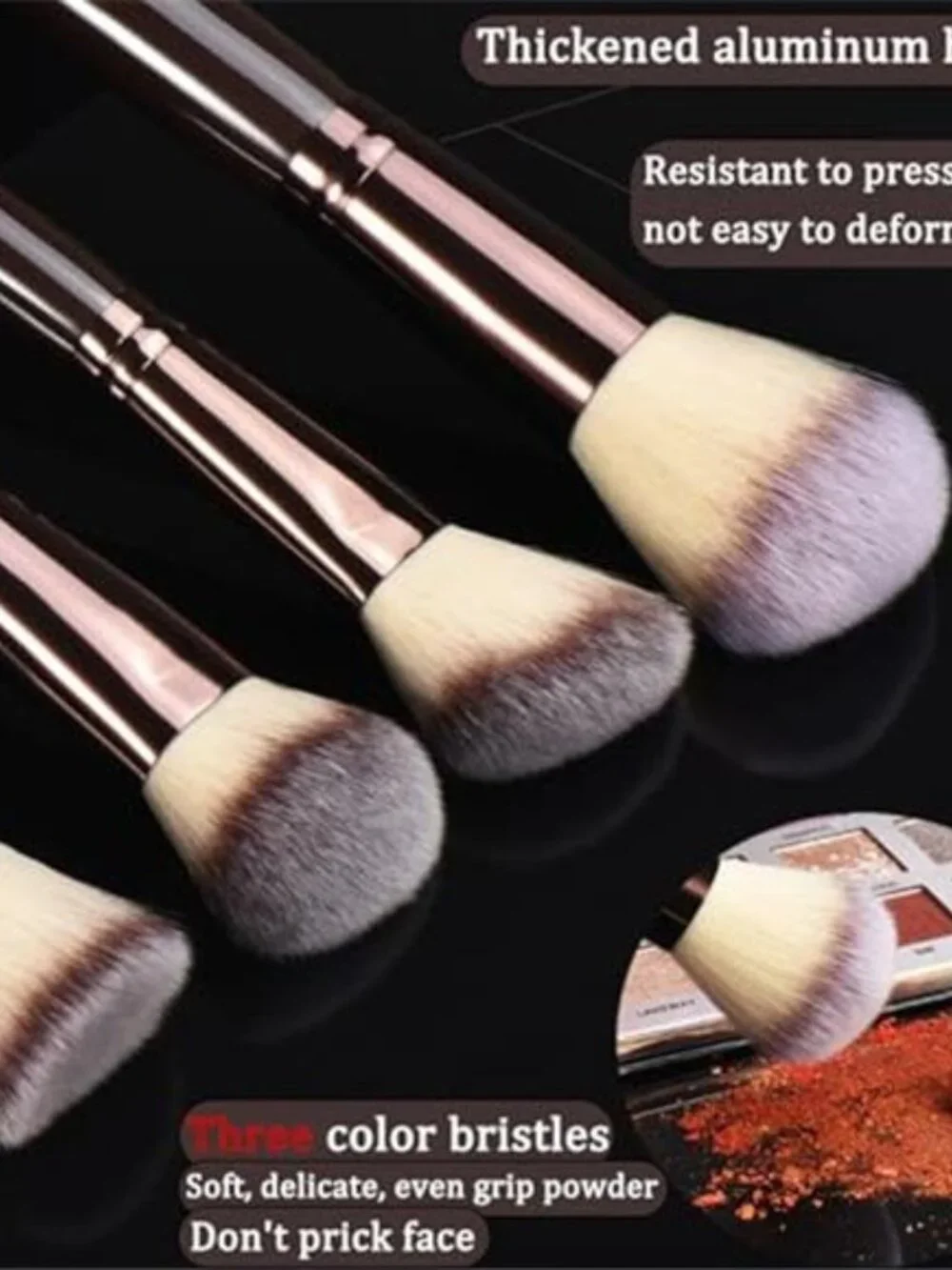 10 Piece Black brown Makeup Brushes Wooden Handle with Soft Synthetic Bristles